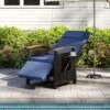 Tangkula Patio Rattan Lounge Chair PE Wicker Recliner Chair W/ Adjustable Backrest & Footrest