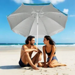Tangkula 6.5 FT Beach Umbrella For Sand Heavy-Duty Sunshade Parasol W/ Sand Anchor -Tangkula GUEST 3cbc5f79 1d5c 40b2 a54c 072ee9a8fb9f