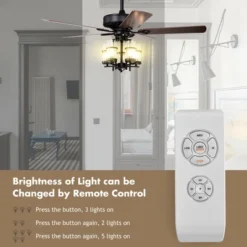 Tangkula 50" Ceiling Fan Light W/ 5 Explosion-Proof Glass Lampshades, Remote Control, Time Function, 3-Speed Adjustment, Noiseless Reversible Motor -Tangkula GUEST 3cc8945b 5b07 4957 b6c6 574eee75c23e