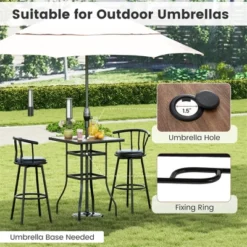 Tangkula 27.5 Inches Patio Bar Table 1.5" Umbrella Hole Metal Frame For Garden Outdoor -Tangkula GUEST 3ccc668a bfb0 4eb7 95ee b49acb6a5428