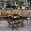 Tangkula 21.5" Fire Pit & Firewood Log Rack Outdoor Square Firepit & Firewood Holder With Spark Screen Rolling Wheels -Tangkula GUEST 3d19f264 88ff 4701 ae95 c22bd03fe603