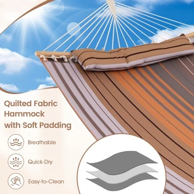 Tangkula Patio Hammock Foldable Portable Swing Chair Bed Detachable Pillow Blue & Green 11 Tangkula Patio Hammock Foldable Portable Swing Chair Bed Detachable Pillow Blue & Green - Image 9