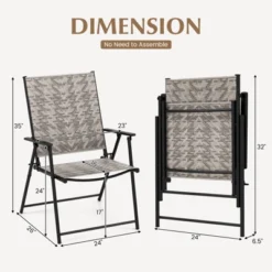 Tangkula Set Of 4 Folding Chairs W/ Armrests Metal Frame For Garden No Assembly Patio -Tangkula GUEST 3d6a635d 9cd8 419a b284 eb1d952f81df