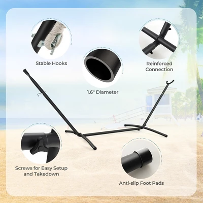 Tangkula Portable Indoor Outdoor 2-Person Double Hammock Set W/ Stand And Carrying Cases 8 Tangkula Portable Indoor Outdoor 2-Person Double Hammock Set W/ Stand And Carrying Cases - Image 6