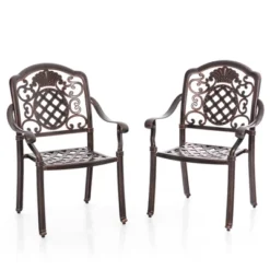 Tangkula 2PCS Cast Aluminum Chairs Outdoor Metal Armchairs W/ Ergonomic Curved Seat Patio -Tangkula GUEST 3df12c55 d012 4e99 add8 cfb03c8ab2b6