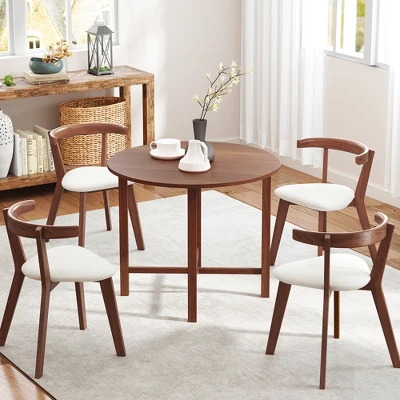 Tangkula 36" Foldable Kitchen Table Round Dining Table W/Solid Rubber Wood Legs 4 Tangkula 36" Foldable Kitchen Table Round Dining Table W/Solid Rubber Wood Legs - Image 2