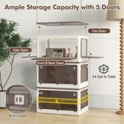 Tangkula 3-Pack Stackable Storage Bins W/Lids 24 Gallon Collapsible Plastic Container Box -Tangkula GUEST 3e066237 6696 454c 852c 4c10f2827000