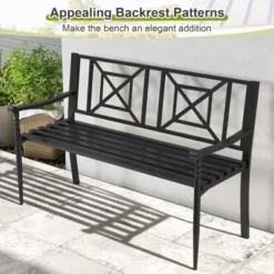 Tangkula Patio Metal Sofa Garden Bench Heavy-duty Park Loveseat Chair Seat -Tangkula GUEST 3e19ed6a 4657 44b7 8639 25900b19acbf