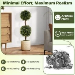 Tangkula Set Of 2 Artificial Double Topiary Ball Trees 3 FT Faux Boxwood Topiary Tree -Tangkula GUEST 3e9aeaf0 7384 47ca 9efd ce13328ac9d0