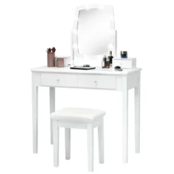 Tangkula Vanity Table Set With Lighted Mirror Adjustable 10 Bulbs Dresser 4 Drawer -Tangkula GUEST 3f62dc03 c7d1 4180 9719 d276eb05cd3e