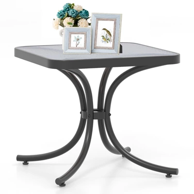 Tangkula Tempered Glass Top Patio Table, 20" Outdoor Side Table W/ Heavy-duty Metal Frame Patio Square End Table For Poolside Backyard 12 Tangkula Tempered Glass Top Patio Table, 20" Outdoor Side Table W/ Heavy-duty Metal Frame Patio Square End Table For Poolside Backyard - Image 10