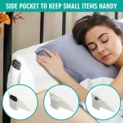 Tangkula Queen Size Bed Wedge Pillow With Side Pocket Bed Gap Filler 60" X 10" X 6" White -Tangkula GUEST 3f906a3b a70f 4b61 a53e 955899ad08ca
