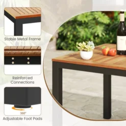 Tangkula 9-Piece Outdoor Patio Furniture W/ Large Wooden Tabletop & Umbrella Hole -Tangkula GUEST 3fa34d21 cbc1 49eb b0ae 625666b8cb23