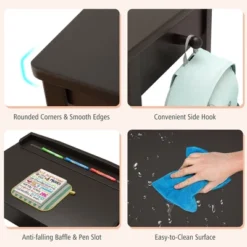 Tangkula Kids Table And Chair Set Wood Activity Study Desk W/ Storage Drawer Hook Brown -Tangkula GUEST 3fe17e36 9167 46b7 9277 ed4fd0c1f4ba