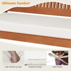 Tangkula 2-Seat Patio Hanging Wooden Porch Swing Bench W/ Cushion -Tangkula GUEST 3fe960b4 306f 4843 bc87 4355ebe0885d