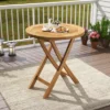 Tangkula Patio Teak Wood Dining Table 27.5" Round Side Table W/ Slatted Tabletop -Tangkula GUEST 400b2cea 3a42 4df7 8ac9 8b1c37f48826