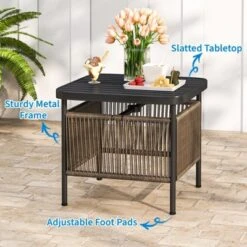 Tangkula Outdoor PE Rattan Side Table W/ 1.57" Umbrella Hole Square Patio End Table -Tangkula GUEST 4033ece0 0ad0 4446 ab21 52ece00fd58a