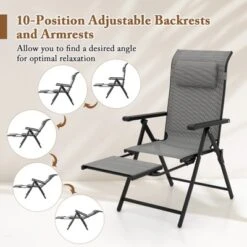 Tangkula Folding Patio Chairs Set Of 2 Lounge Chairs W/ 10-Level Adjustable Backrests -Tangkula GUEST 403fc893 ccb5 4c54 a5f5 23252b956751