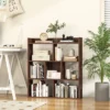 Tangkula 2pcs 7 Cubes Open-back Bookshelf Home Storage Display Shelf Horizontal Wooden Bookcase Free-standing Storage Unit With Anti-Toppling Devices Floor Organizer Rack For Bedroom Study Living Room Walnut / White