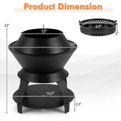 Tangkula 3-in-1 Patio Fire Pit 20" Metal Camping Fire Bowl W/ Pot Holder & Storage Shelf -Tangkula GUEST 4055a6cd b855 40f1 aa09 046d85c9c52a