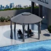 Tangkula 11.5'Outdoor Patio Round Dome Gazebo Canopy Shelter Double Roof Steel Gray -Tangkula GUEST 408ab864 7959 4359 a64e 50bb100e73b4