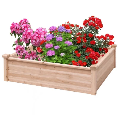 Tangkula Wooden Garden Bed Vegetable Flower Raised Square Planter Kit Outdoor Garden 6 Tangkula Wooden Garden Bed Vegetable Flower Raised Square Planter Kit Outdoor Garden - Image 4