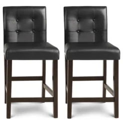 Tangkula Set Of 4 Bar Stools 25inch Counter Height Barstool Pub Chair Rubber Wood Black -Tangkula GUEST 40a7aea4 6a2b 4b40 ba63 e21a1d7c9f6d