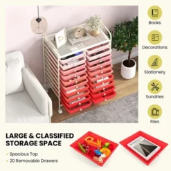 Tangkula Office Rolling Cart 20 Storage Drawers Scrapbook Paper Studio Organizer Pink Gradient -Tangkula GUEST 40dbfeb5 2b9a 4c53 a962 797e661e2681