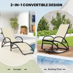 Tangkula 2-in-1 Outdoor Rocking Chair Convertible Lounge Chair With 4-Position Adjustable Backrest Curved Armrests -Tangkula GUEST 4131458c b822 4138 bbb9 b45c19edb5ed