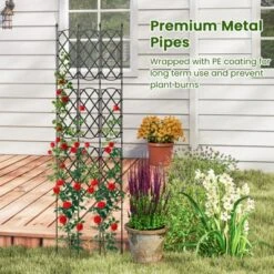 Tangkula Garden Trellis Outdoor Plant Support Frame With Adjustable Shapes Ground Stakes Rustproof PE Coating Pipes 1/2pcs -Tangkula GUEST 413acfe5 d133 48ef 9959 3cf552d23fcc