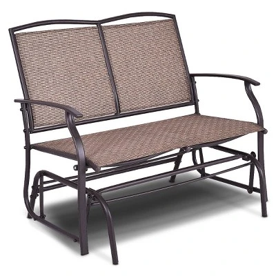 Tangkula Patio Loveseat Glider Rocking Bench Double Chair With Arm Backyard Outdoor 8 Tangkula Patio Loveseat Glider Rocking Bench Double Chair With Arm Backyard Outdoor - Image 6