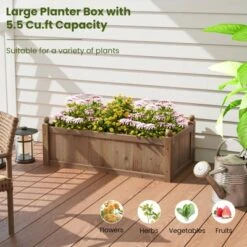 Tangkula Raised Garden Bed 46" X 24" X 16" Wooden Planter Box With 4 Drainage Holes Raised Garden Bed For Vegetables -Tangkula GUEST 416dc5de 448a 40d2 8626 fd571118010e
