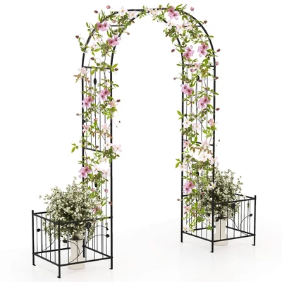 Tangkula 86" Arch Trellis For Climbing Plants W/ Planter Boxes Roses Vines For Wedding 11 Tangkula 86" Arch Trellis For Climbing Plants W/ Planter Boxes Roses Vines For Wedding - Image 9