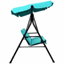 Tangkula Blue Outdoor Swing Canopy Patio Swing Chair 2-Person Canopy Hammock