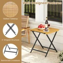 Tangkula 28" Patio Folding Table W/ Slatted Tabletop Portable Bistro Dining Table -Tangkula GUEST 41b444aa 5b09 4b65 947a a755cf5450e3
