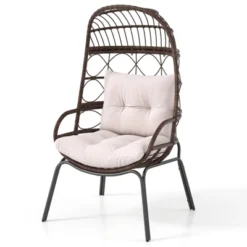 Tangkula PE Wicker Egg Chair Patio Cocoon Lounger W/ Comfortable Cushions & Metal Frame 21 Tangkula PE Wicker Egg Chair Patio Cocoon Lounger W/ Comfortable Cushions & Metal Frame -Tangkula GUEST 41e34b67 77ba 419b 9f69 94202c1159da
