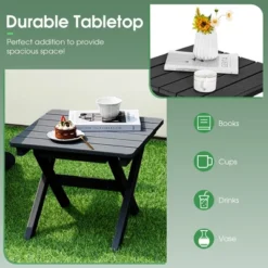 Tangkula 2 Pieces Folding Adirondack Side Table Poolside Garden Patio Black -Tangkula GUEST 4295c252 8bfd 4e5f 835c c86eac5d4062