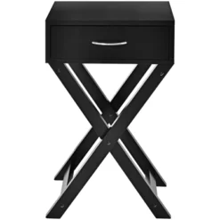 Tangkula 2PCS Modern Versatile Nightstand X-shape Wooden End Table With Drawer Accent Side Table For Bedroom Black/White -Tangkula GUEST 42d44699 f10e 4a30 96ab 2395c0b7cbd0