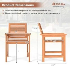 Tangkula Patio Chairs Set Of 2 Outdoor Wooden Dining Chairs W/ Inclined Backrests -Tangkula GUEST 42d57fc9 5712 4483 977c db11f77c8148