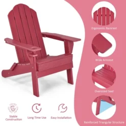 Tangkula 2PCS Patio Folding Adirondack Chair Weather Resistant Cup Holder Yard Red 14 Tangkula 2PCS Patio Folding Adirondack Chair Weather Resistant Cup Holder Yard Red -Tangkula GUEST 42e8a318 608b 4894 8fd7 508296c2176c