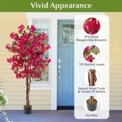 Tangkula 6 FT Artificial Bougainvillea Tree Tall Faux Pre-potted Tree W/ 910 Flowers -Tangkula GUEST 43305a96 7122 48c9 8362 8854d539ab50 1