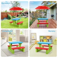 Tangkula Kids Picnic Table Set Indoor Outdoor Toddler Table With Bench & Removable Umbrella Portable Children Play Set -Tangkula GUEST 43321058 975e 4caf 8146 47dc10934ec7
