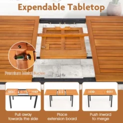 Tangkula 7-Piece Patio Furniture Set Outdoor Dining Chair Set For 6 W/ Acacia Wood & Metal Frame 13 Tangkula 7-Piece Patio Furniture Set Outdoor Dining Chair Set For 6 W/ Acacia Wood & Metal Frame -Tangkula GUEST 4351ccc8 9a08 48b1 9b61 5e0449ea39a5