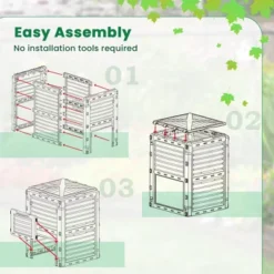 Tangkula 80-Gallon Outdoor Composter W/ Large Openable Lid & Bottom Exit Door -Tangkula GUEST 4392b3d1 3377 4b7a b9db d13f77c2a22e