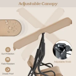 Tangkula 3-Person Swing Chair Porch Swing Seat W/ Adjustable Canopy Removable Cushion -Tangkula GUEST 43db796d 8128 44ed 85c8 c5f81e9a4995