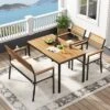 Tangkula Set Of 4 Patio Furniture Set Outdoor Dining Chair Set For 4 W/Acacia Wood & Metal Frame Umbrella Hole 1 Table 2 Armchairs 1 Bench -Tangkula GUEST 445dce53 e852 411c 8402 4b938bc6c068
