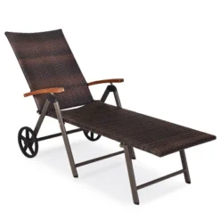 Tangkula Outdoor Rattan Wicker Lounge Chair Folding Patio Chaise W/ Wheels 18 Tangkula Outdoor Rattan Wicker Lounge Chair Folding Patio Chaise W/ Wheels -Tangkula GUEST 44789044 43cb 4847 92b3 71616b3010f5