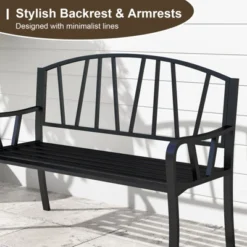 Tangkula 51" Metal Garden Bench Patio Slatted Bench For 2-3 People & Park-Style Loveseat -Tangkula GUEST 4478de17 4e28 4312 9cd5 e4dadd0d7d3e