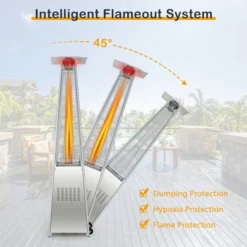 Tangkula 90'' Pyramid Patio Heater With Electronic Ignition System 42,000 BTU Gas Porch And Deck Heater With Wheels -Tangkula GUEST 447d9d87 a507 4683 a402 4f4eda3adcd7