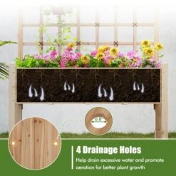 Tangkula Raised Garden Bed W/ Lattice Trellis Drainage Holes Legs Legs For Climbing Vine -Tangkula GUEST 44889bdd 13fd 4c33 94c9 695fbf269e63